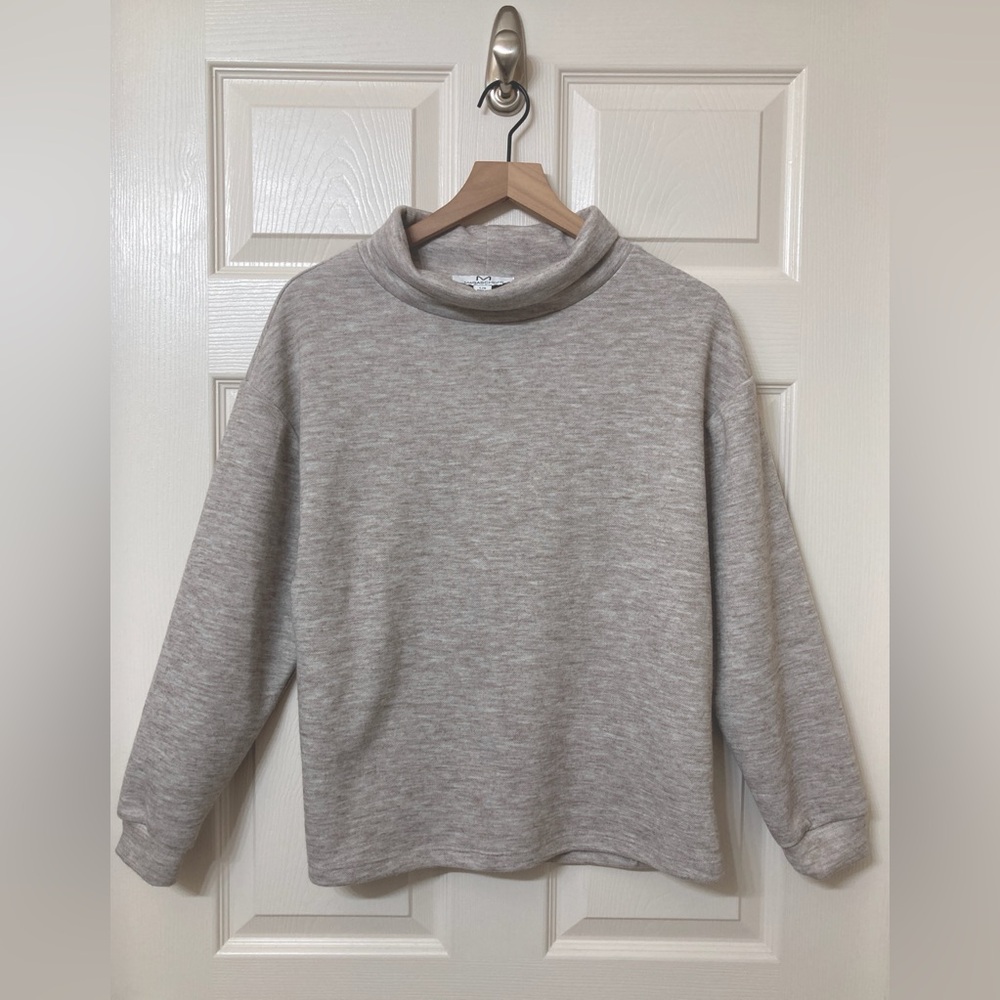 Magaschoni Women’s Beige Relaxed Funnel Neck Sweater Large Neutral Minimalist - Picture 7 of 7